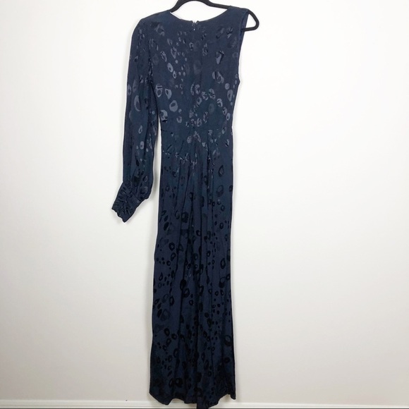 Alexis Naoki Leopard Print Jumpsuit Navy Blue Small Wide Leg Formal Cocktail - Picture 4 of 7